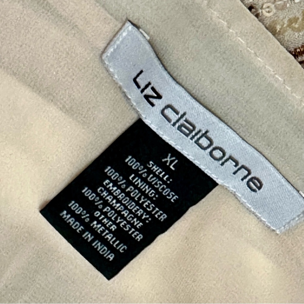 Liz Claiborne Gold Bronze Sequin Embellished Tank Top Chevron Mermaid Shimmer - Picture 7 of 8